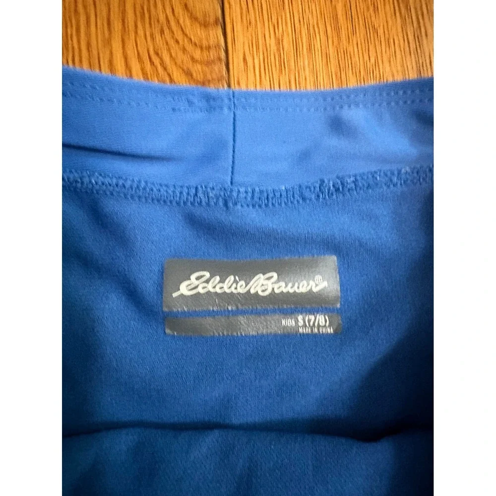 Eddie Bauer Girls Blue Floral Board Shorts Swim Trunks Size S 7/8